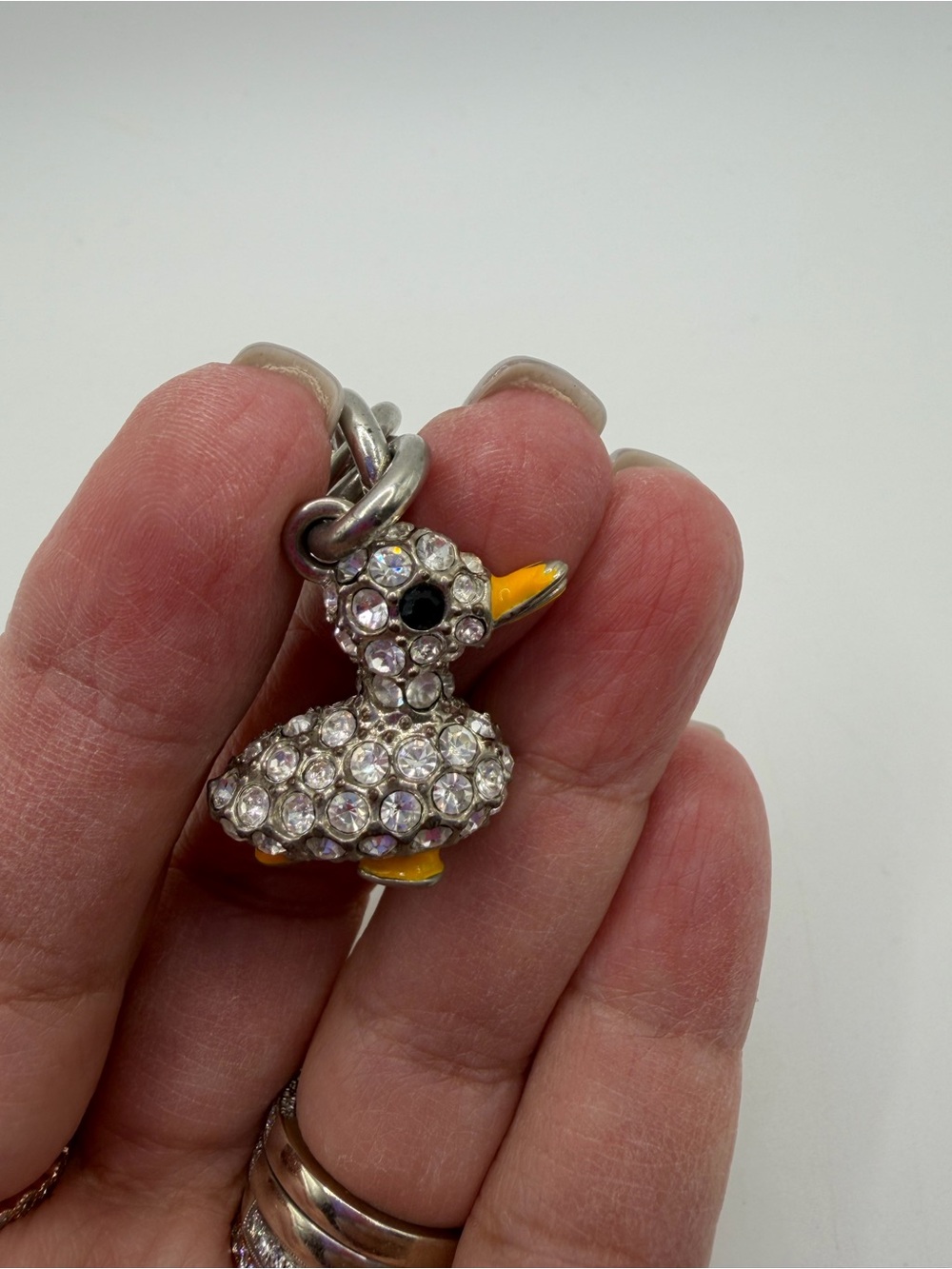 LS 🔥 Coach Swarovski crystal embossed tiny duck bag charm